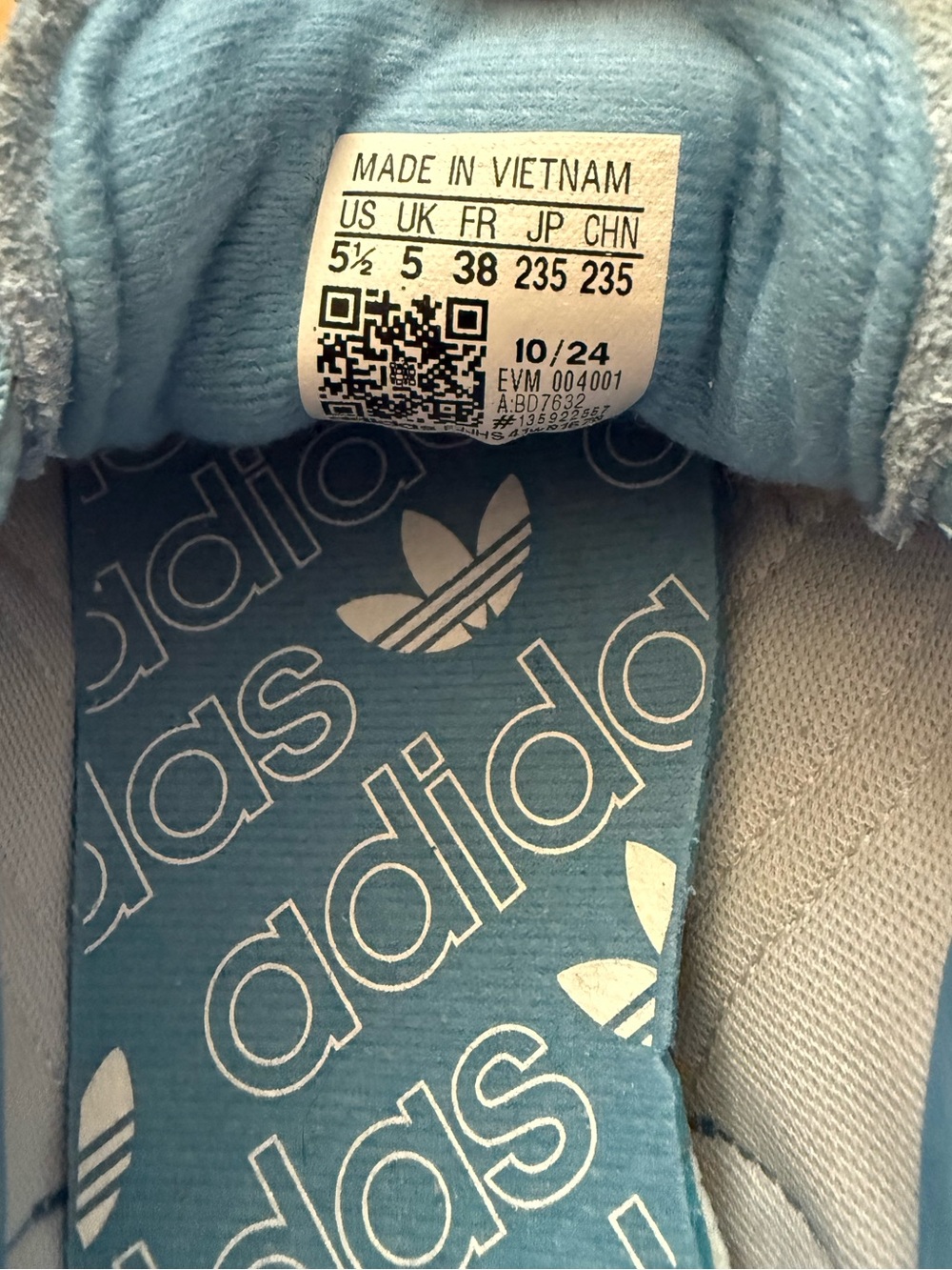 NWOT Adidas Handball Spezial Pale Blue Suede Shoes Size 38 - Picture 6 of 6